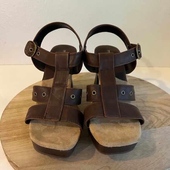 Maurices Brown Square Toe Chunky Y2K Look Strappy Sandal Size 10 - Picture 10 of 11